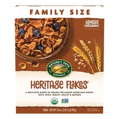 Nature's Path Organic Breakfast Cereal, Heritage Flakes , 33.5oz Box