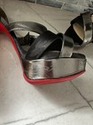 Christian Louboutin Black  Silver Metallic Platform Stiletto Heels Authentic 40 — photo 5