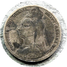 elf Great Britain 1 Shilling 1889 Silver Victoria  052