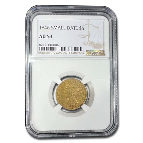 1846 $5.00 Liberty Gold Half Eagle AU-53 NGC (Small Date)