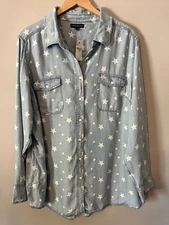 New! Lane Bryant Star Chambray Button Down Top Size 18/20
