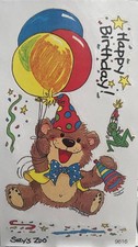 New vintage SUZY'S ZOO STICKER 9616 HAPPY BIRTHDAY BEAR free USA ship