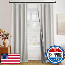 PONY DANCE Linen Textured 100 Blackout Curtains 108 inches Long for Bedroom Liv