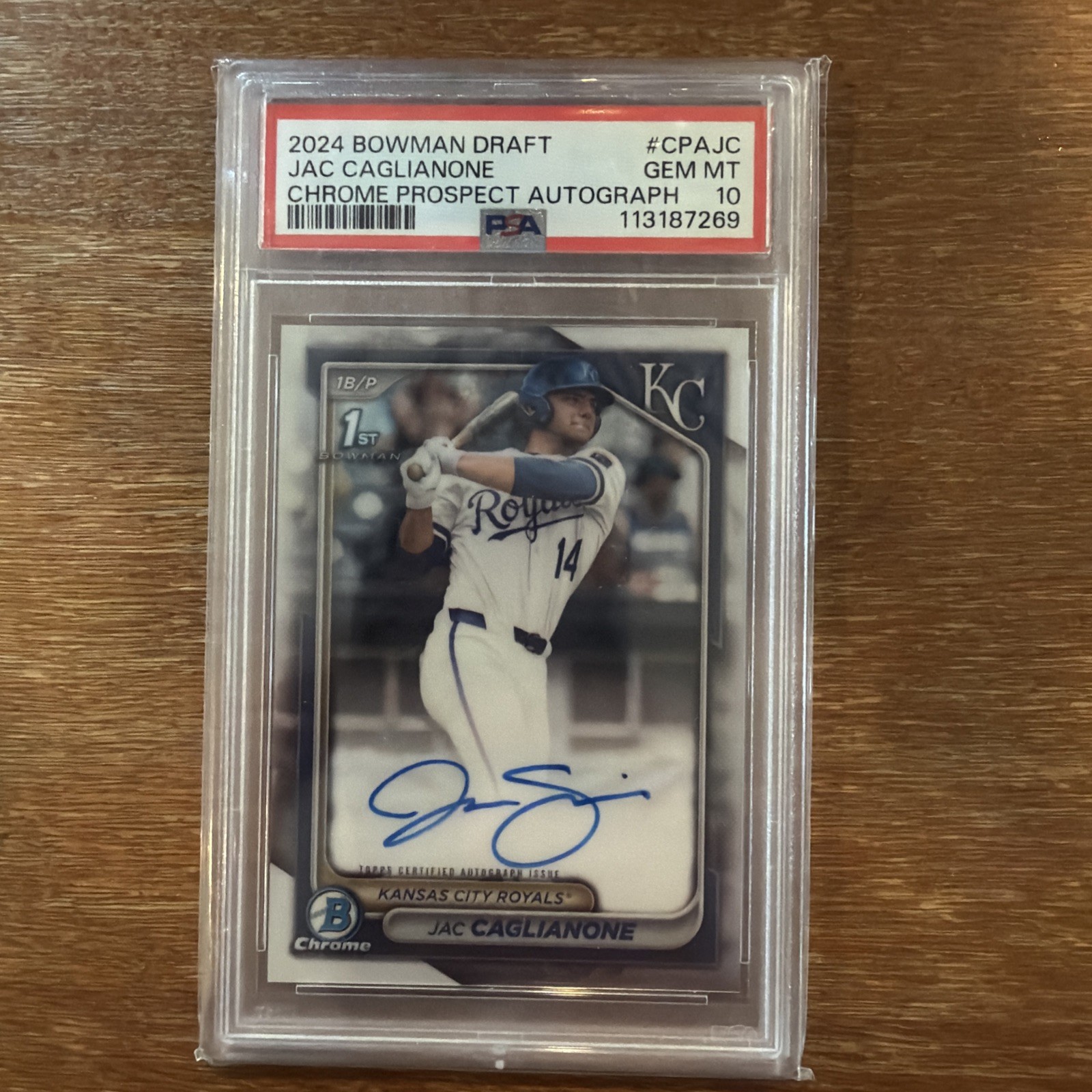 JAC CAGLIANONE PSA 10 2024 BOWMAN CHROME DRAFT #CPA-JC AUTO 1ST PROSPECT