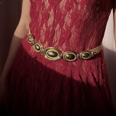 Rare Vintage Alexis Kirk Genuine Reptile Gold Belt 