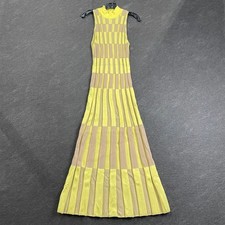 ANTHROPOLOGIE Mock-Neck Sleeveless Column Dress Women's Size L Yellow