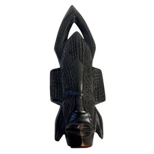 Máscara tribal africana tallada a mano arte de pared de madera escultura diseño geométrico negro