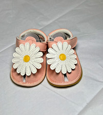 Baby Girls Leather Sandal Light Pink With White Flower Non-Slip Size 3