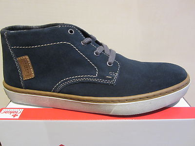 Rieker Boots, Lace-up Boot Blue, Checkered Lining, Leather NEW