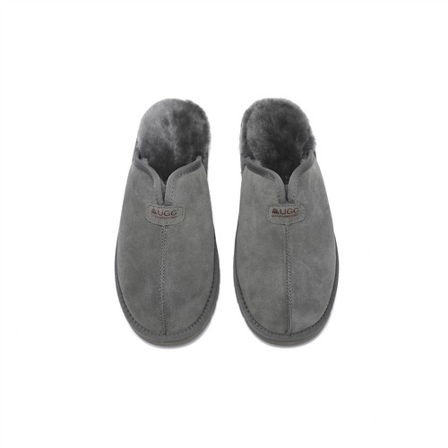 Women Men UGG Slippers Australian Soft Sheepskin Wool Suede Upper Nonslip Scuff - Picture 17 of 20
