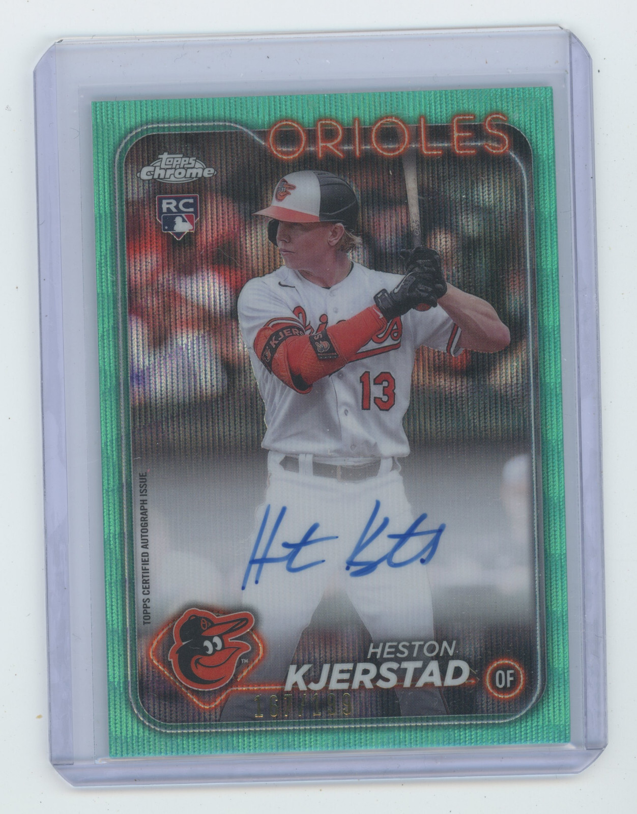 2024 Topps Chrome Update Heston Kjerstad Aqua Wave Auto RC 167/199 Orioles