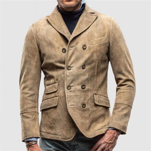 Chaqueta Abrigo Para Hombre Vintage Ajustado Informal Manga Larga Botón Bombardero Chaquetas - Imagen 5 de 12
