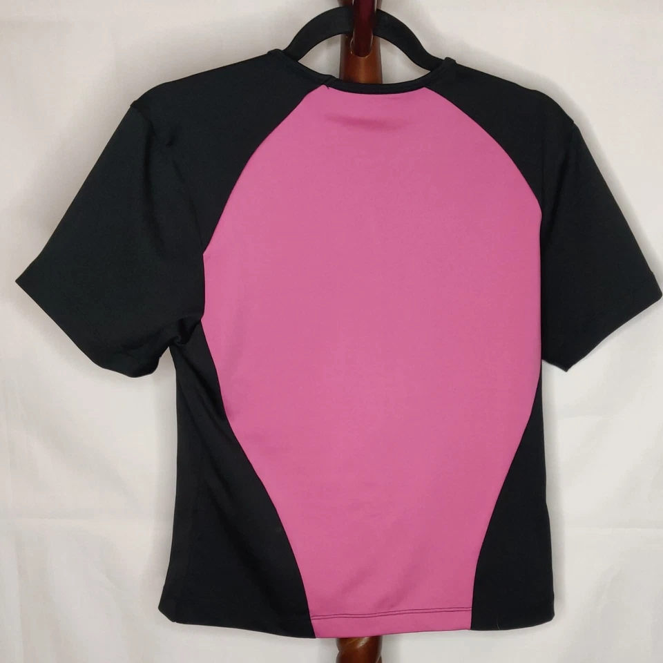 Ryka women's size S activewear top pink & black crew neck short sleeves - Image 2 of 4