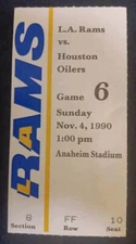 1990 Rams/Oilers Warren Moon TD/343yds "Offensive Player of the Year!" Ticket