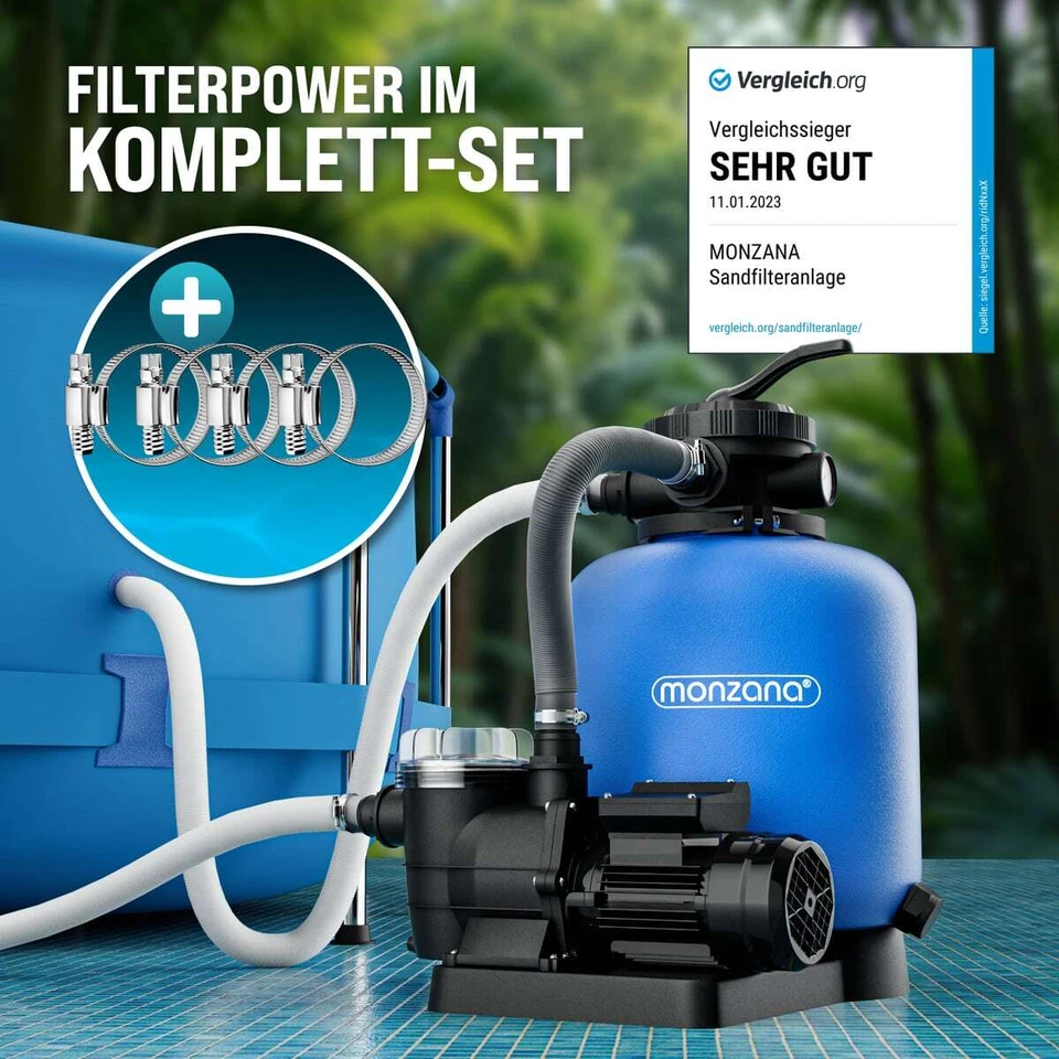 MONZANA® Sandfilteranlage Filterkessel Pool Filteranlage Sand Wasserfilter 7Wege - Bild 3 von 4