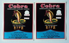 Lot of 2 Vintage COBRA Brand FIRECRACKER Pack Label ORIGINAL EX Condition RARE