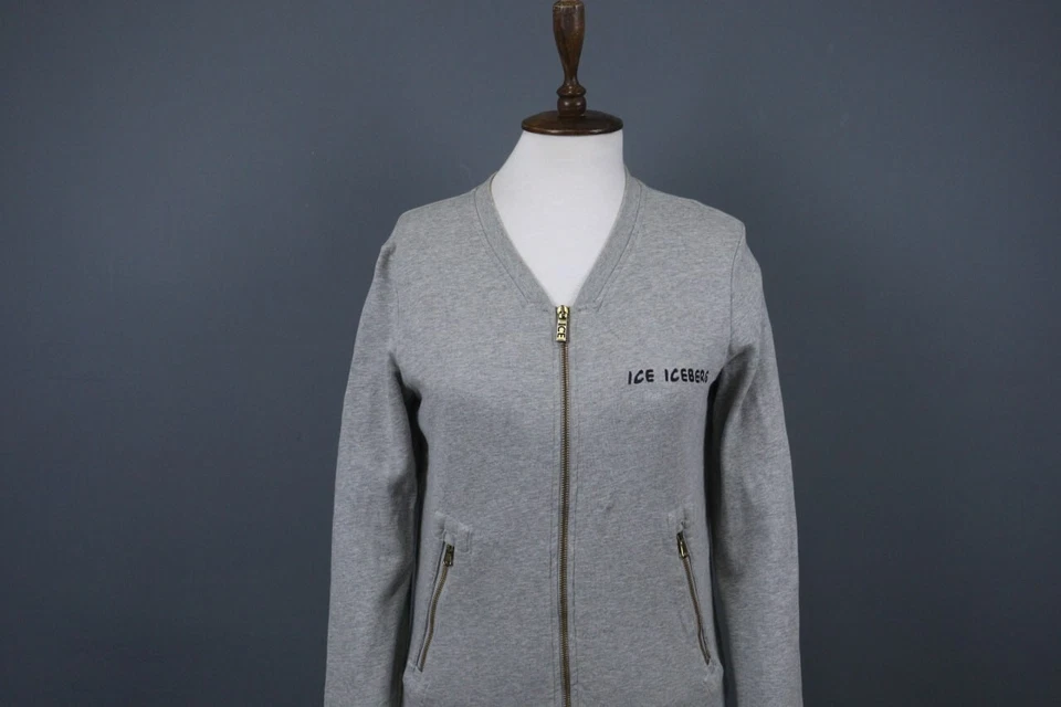 Sudadera Iceberg Gris Manga Larga Cremallera Completa Logo Bolsillos Transpirable Talla 42 Foto 2 de 4