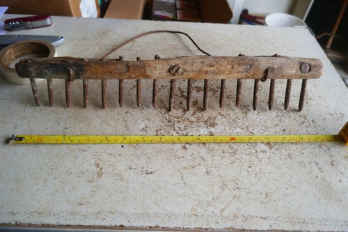 Antique Primitive Wood & metal Rake Tool Head Lot 25-7 | eBay