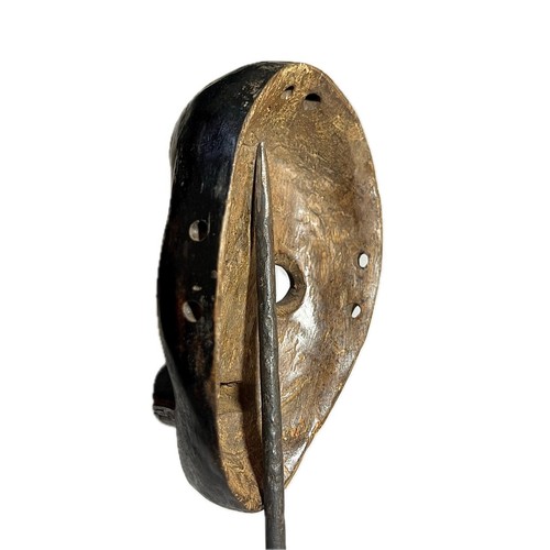 Maschera Dan africana intagliata viso tribale arte costa nera rossa vintage-651 - Foto 19 di 24