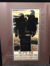 ROME 1911 ART INTERNATIONAL EXHIBITION EAGLES ITALY FRAMED VINTAGE POSTER REPRO