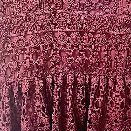Abercrombie Fitch Burgundy Lined Lace V Neckline Sleeveless Dress Size 2 - Picture 10 of 15