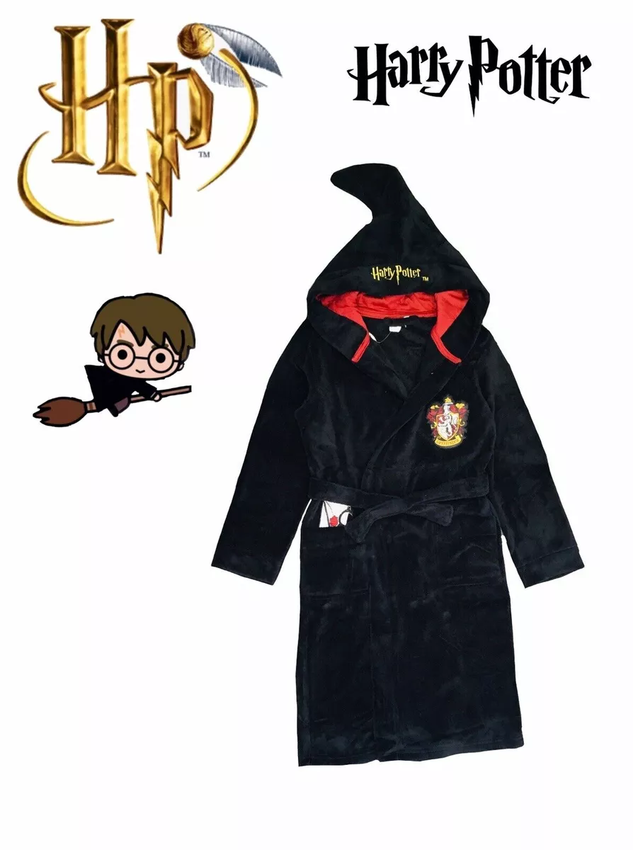 Boys Girls Harry Potter Dressing Gown Robe Bathrobe Hooded Size Age 7 14 Yrs