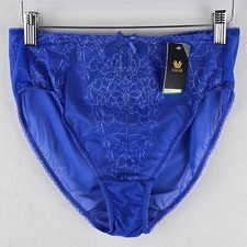  32 Wacoal 841186 Large Retro Chic Hi-Cut Chantilly Lace Bikini Blue Sheer Dot
