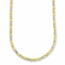 18" Diamond Cut Hearts and Kisses Necklace Bonded 1/10th 10k Yellow Gold XOXO