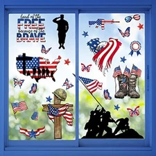 Mfault 9 Sheets 4th of July Land of The Free America Patriotic Window Soldier