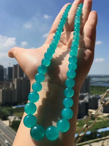 New Natural 6-14mm Blue Topaz Round Gemstone Beads Necklace 18" AAA++ - Picture 6 of 12