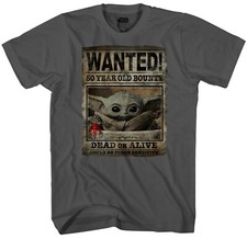 Star Wars Grogu Baby Yoda Wanted Poster Men's Charcoal T-Shirt New