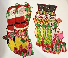 Vtg Liquid Embroidery Fabric Paint Christmas Motifs Santa X3 Snowman X3 Finished