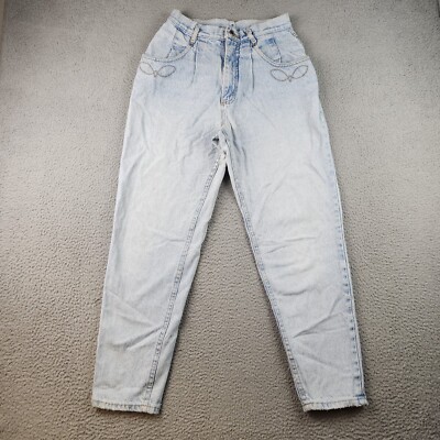 Vintage 90s High Waist Curvy Straight Pleated Tapered Leg Mom Jeans Womens 12M