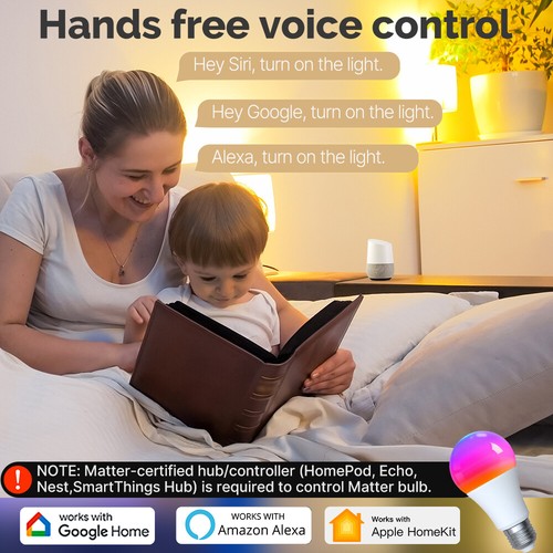 MOES Smart Matter WiFi E27 LED Light Bulbs CW RGB Dimmable Homekit/Alexa/Google - Picture 5 of 18
