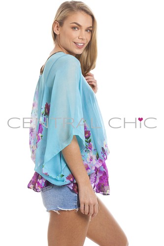 Central Chic Womens Pretty Kaftans Kimonos Beach Cover Up Evening Top Blouse - Picture 16 of 64