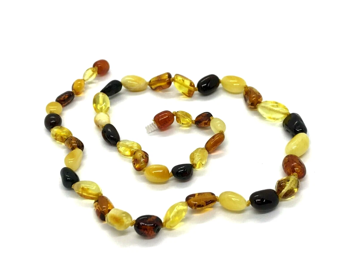 Amber Necklace Gift Natural Baltic Amber Beads Colorful Knotted