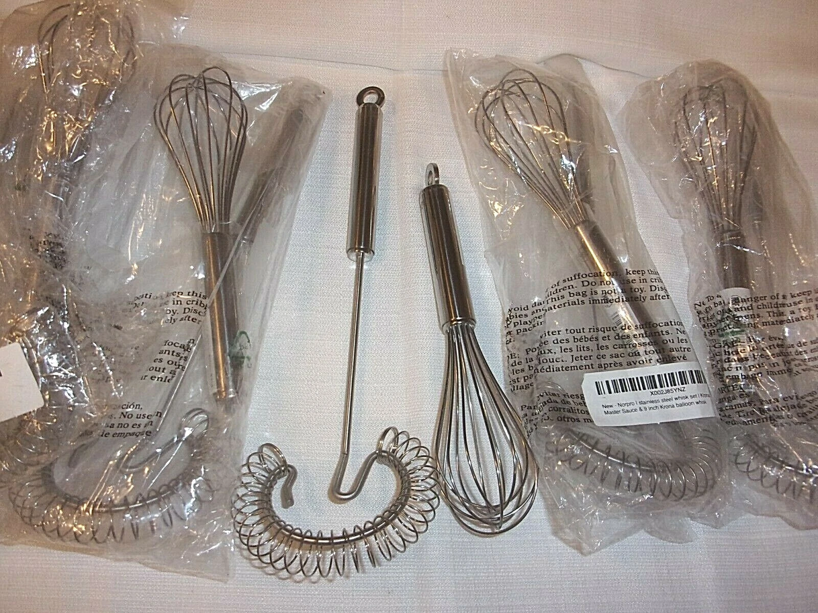 Lot of 12 pcs Norpro Krona Stainless Steel Sauce Master Whisk & Balloon Whisk