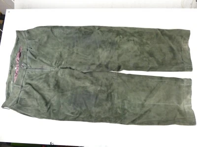 Markenlos Lederhose Hirschleder Gr.54 dunkelgrün getragen mit Patina RT-1735 - Bild 1 von 4