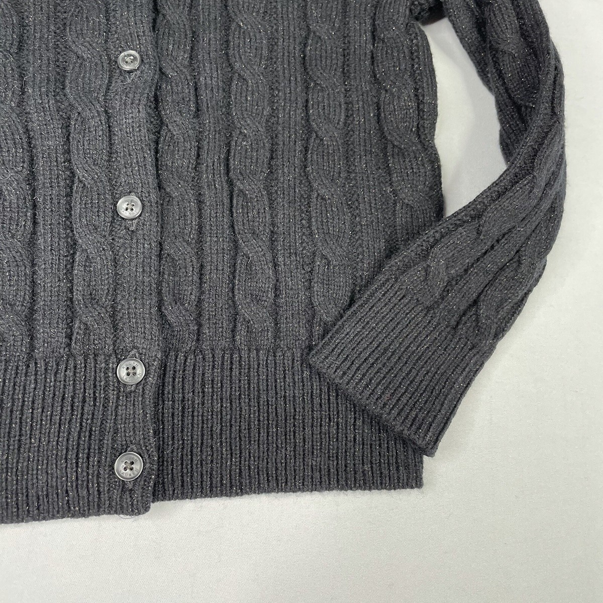 Polo Ralph Lauren Girls 4/4T Cable Knit Black Button
