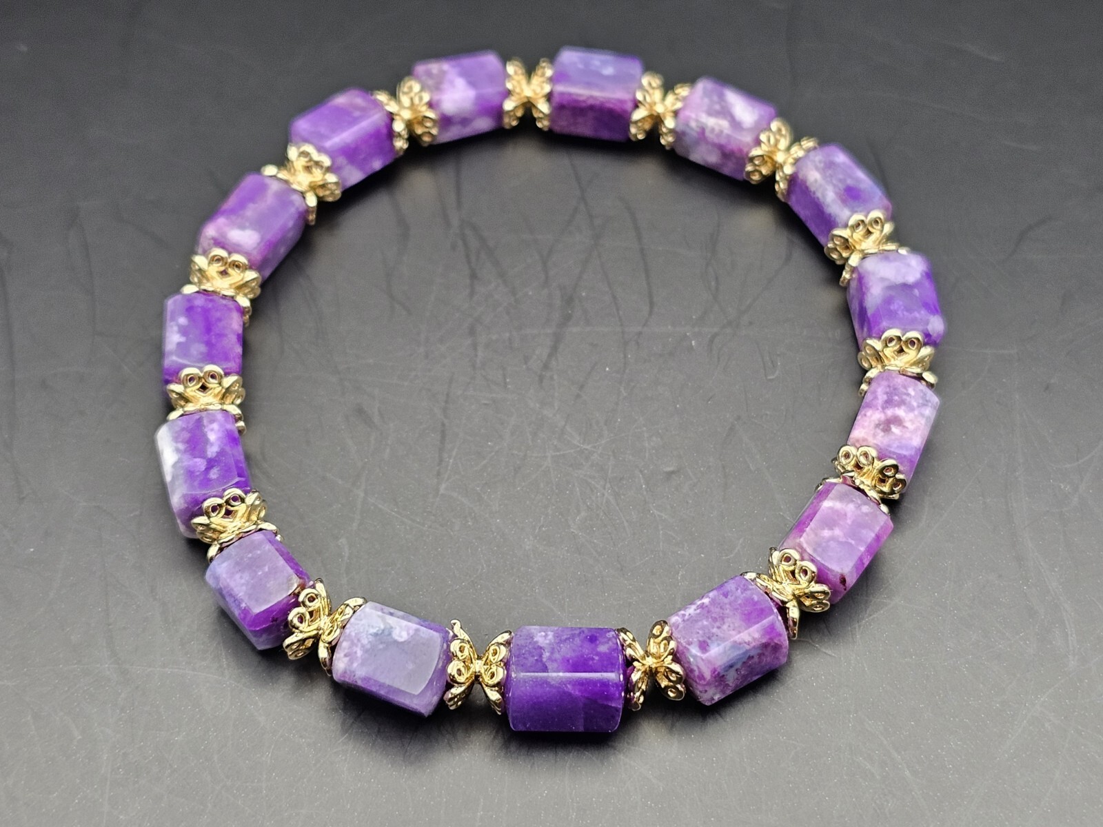 Rare Top Quality Cherry Blossom Genuine Sugilite Bracelet 6.5mm