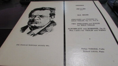 MAX REGER MHS LP 1878 PRELUDES AND FUGES PHILIPP NAEGELE RICHARD LAUGS