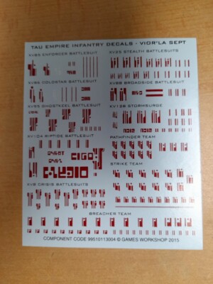 Feuille De Transfert Infanterie Warhammer 40K T'au - Occasion, Référence P-00AF9