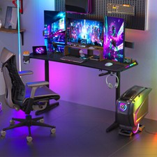 Height Adjustable LED RGB Gaming Ergonomic Computer Desk Home Office Workstation