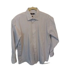 Chaps Ralph Lauren Men’s 16.5 Blue Striped Long Sleeve Shirt Button Front