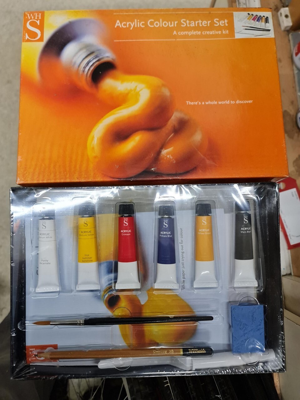 Acrylic Paints Starter Pack Complete Creative Kit Boxed By W H Smith