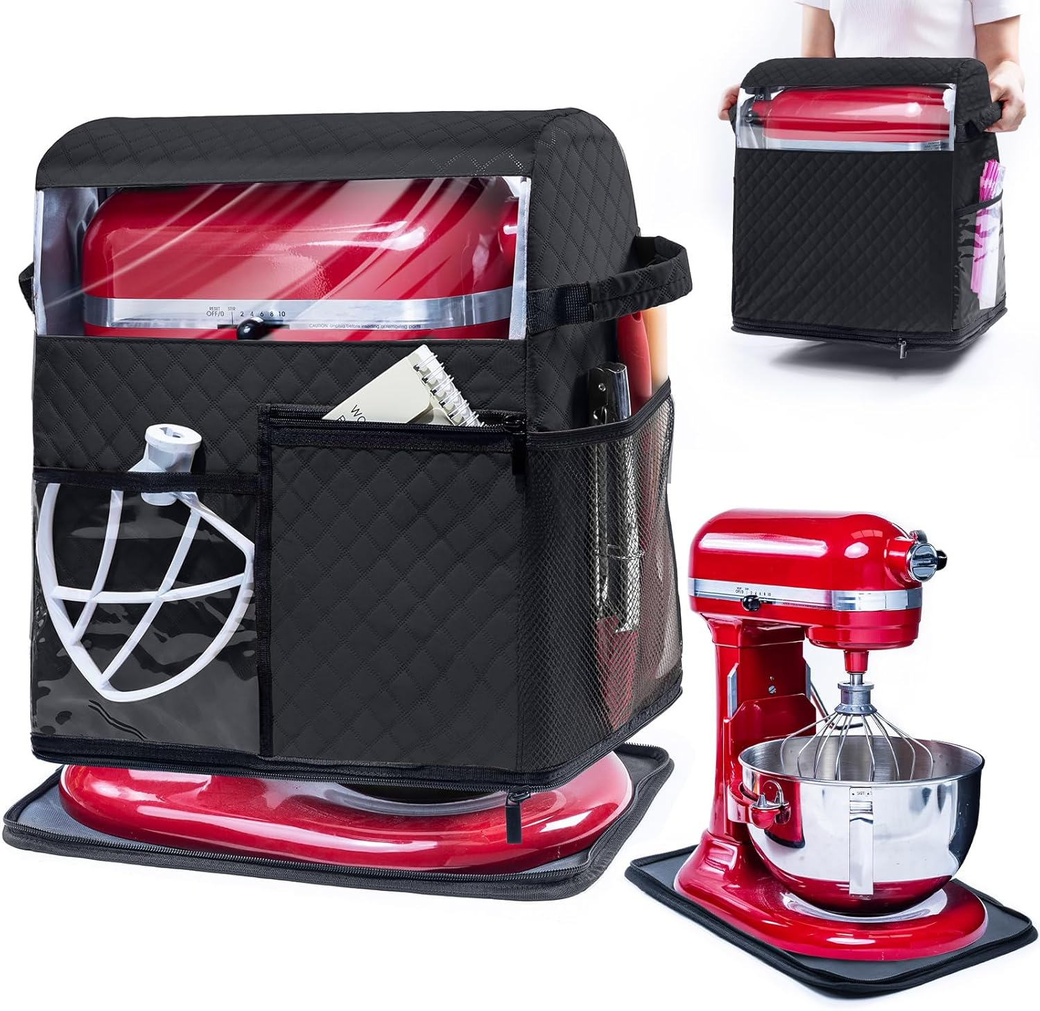 Stand Mixer Cover with Detachable Sliders for KitchenAid Appliances-image