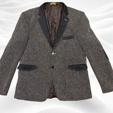 Ron Tompson RNT23 Blazer Men Single Breasted Black Tweed Look 48R 46 Art 5495-2
