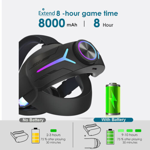 For Oculus Quest 2 VR Headset with 8000mAh Battery Pack Elite Head Strap Band AU - Picture 1 of 18