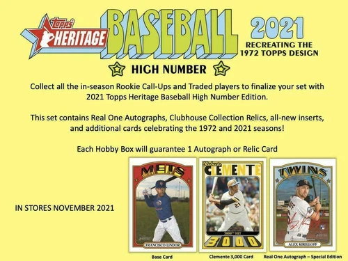 2021 Topps Heritage High Number Baseball Hobby 12 Box Case Sealed Presale