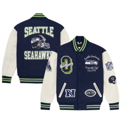 NFL Seattle Seahawks レザージャケット mens-jh-design-navy-seattle-